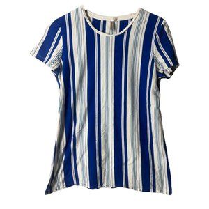 Banana Republic Tee Women’s Vertical Stripe Top Blue White [M] Medium size